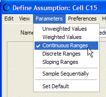 The Custom Distribution Parameters Menu displays the available distribution types.