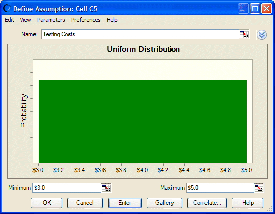 This figure displays the changed distribution values that were entered.