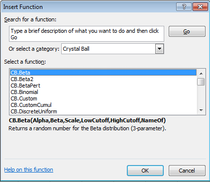Oracle Crystal Ball Spreadsheet Functions For Use in Microsoft Excel Models
